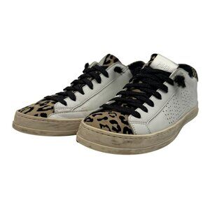 P448 John Low Top Cheetah Print Textured Leather Sneakers Women's Size 40/US 9.5